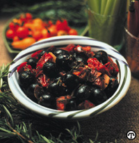 Marinated black olives
